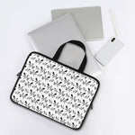White And Black Mantis Pattern Print Laptop Sleeve With Handle