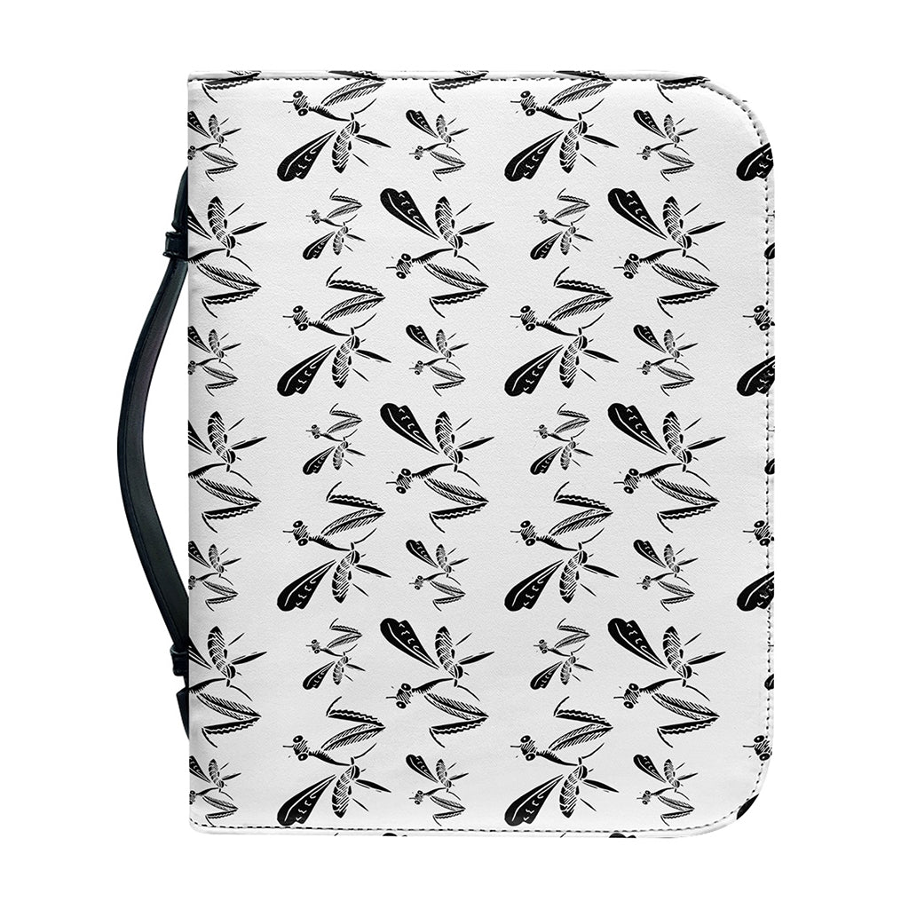 White And Black Mantis Pattern Print Leather Bible Cover
