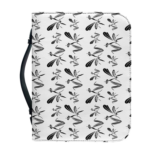 White And Black Mantis Pattern Print Leather Bible Cover