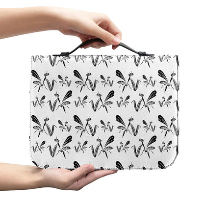 White And Black Mantis Pattern Print Leather Bible Cover