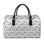 White And Black Mantis Pattern Print Leather Duffle Bag