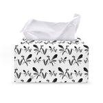 White And Black Mantis Pattern Print Leather Tissue Box Cover