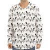 White And Black Mantis Pattern Print Long Sleeve Baseball Jersey