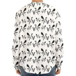 White And Black Mantis Pattern Print Long Sleeve Baseball Jersey