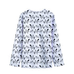 White And Black Mantis Pattern Print Long Sleeve Short Coat