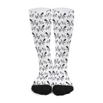 White And Black Mantis Pattern Print Long Socks