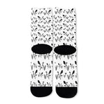 White And Black Mantis Pattern Print Long Socks