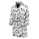 White And Black Mantis Pattern Print Men's Bathrobe