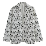 White And Black Mantis Pattern Print Men's Blazer