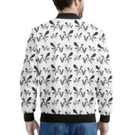 White And Black Mantis Pattern Print Men's Bomber Jacket