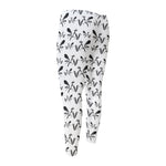 White And Black Mantis Pattern Print Men's Compression Pants