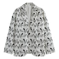 White And Black Mantis Pattern Print Men's Cotton Blazer