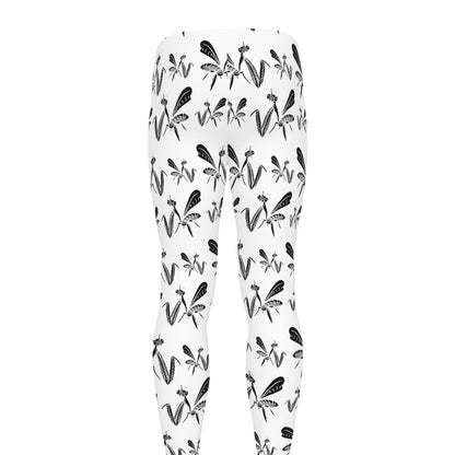 White And Black Mantis Pattern Print Men's leggings