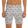 White And Black Mantis Pattern Print Men's Long Boxer Briefs