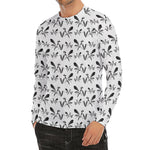 White And Black Mantis Pattern Print Men's Long Sleeve Rash Guard