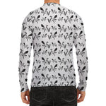 White And Black Mantis Pattern Print Men's Long Sleeve Rash Guard