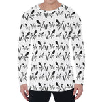 White And Black Mantis Pattern Print Men's Long Sleeve T-Shirt