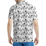 White And Black Mantis Pattern Print Men's Polo Shirt
