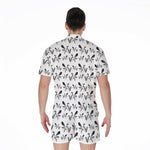 White And Black Mantis Pattern Print Men's Rompers
