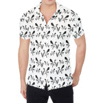 White And Black Mantis Pattern Print Men's Shirt