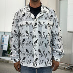 White And Black Mantis Pattern Print Men's Shirt Jacket