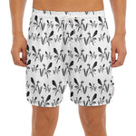 White And Black Mantis Pattern Print Men's Split Running Shorts