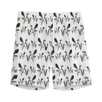 White And Black Mantis Pattern Print Men's Sports Shorts