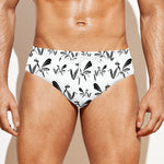 White And Black Mantis Pattern Print Men's Swim Briefs