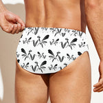 White And Black Mantis Pattern Print Men's Swim Briefs