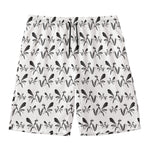 White And Black Mantis Pattern Print Men's Swim Trunks