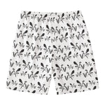 White And Black Mantis Pattern Print Men's Swim Trunks