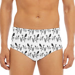 White And Black Mantis Pattern Print Men's Triangle Swim Briefs