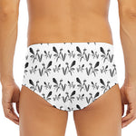 White And Black Mantis Pattern Print Men's Triangle Swim Briefs