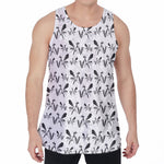 White And Black Mantis Pattern Print Men's Velvet Tank Top