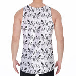 White And Black Mantis Pattern Print Men's Velvet Tank Top