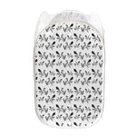 White And Black Mantis Pattern Print Mesh Laundry Hamper