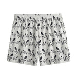 White And Black Mantis Pattern Print Mesh Shorts