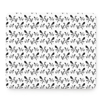 White And Black Mantis Pattern Print Mouse Pad