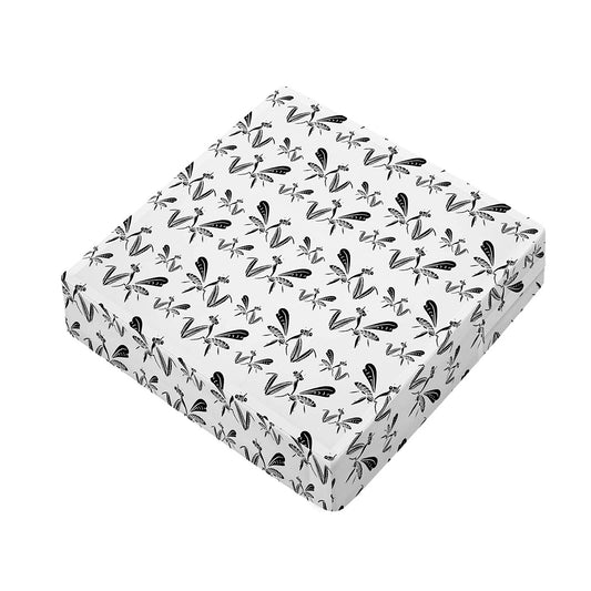 White And Black Mantis Pattern Print Outdoor Seat Cushion Cover