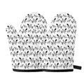 White And Black Mantis Pattern Print Oven Mitts