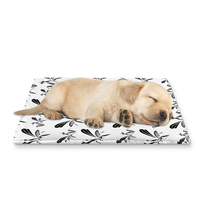White And Black Mantis Pattern Print Pet Cooling Mat Cover