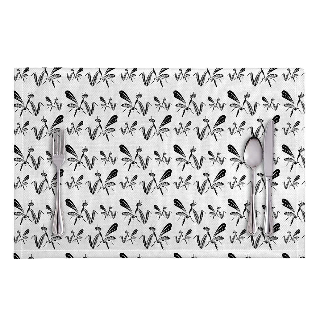 White And Black Mantis Pattern Print Placemat