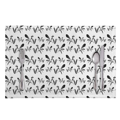 White And Black Mantis Pattern Print Placemat