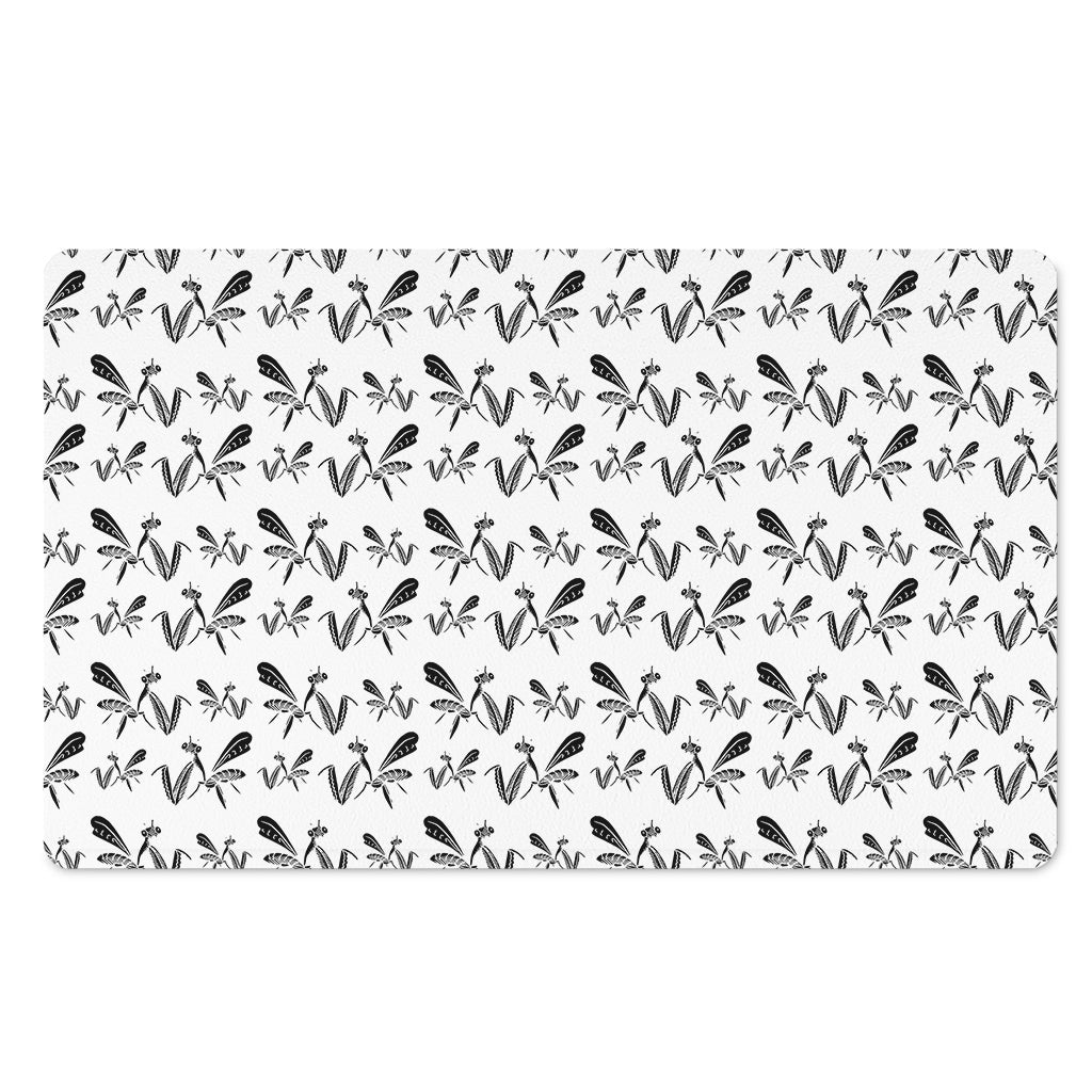 White And Black Mantis Pattern Print Polyester Doormat