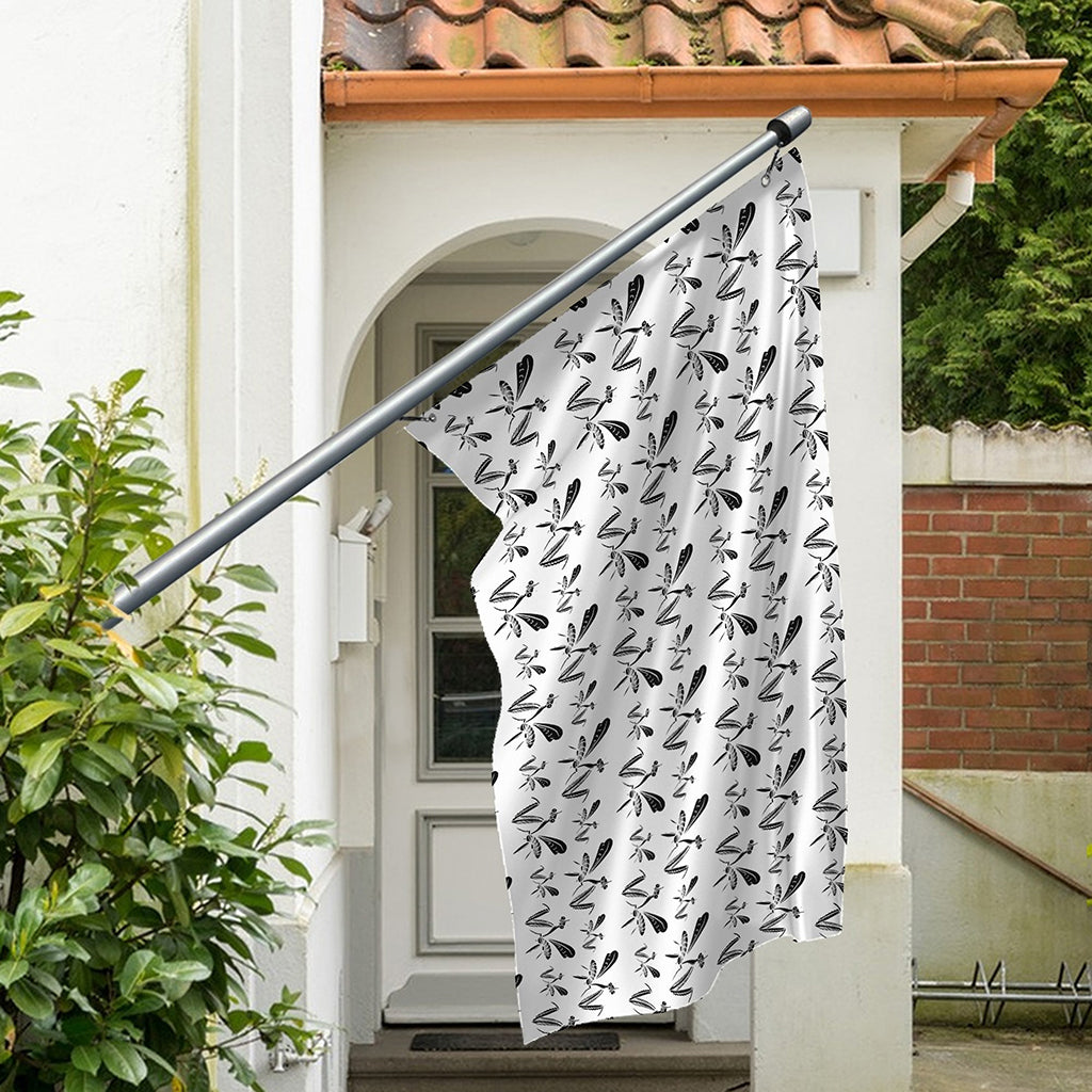 White And Black Mantis Pattern Print Polyester Flag
