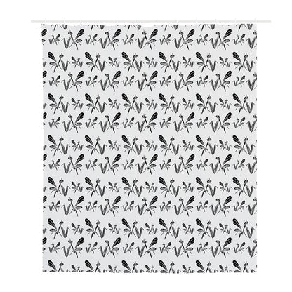 White And Black Mantis Pattern Print Polyester Shower Curtain