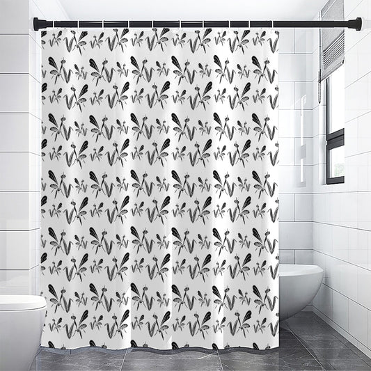 White And Black Mantis Pattern Print Premium Shower Curtain
