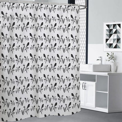White And Black Mantis Pattern Print Premium Shower Curtain