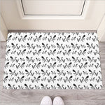 White And Black Mantis Pattern Print Rubber Doormat