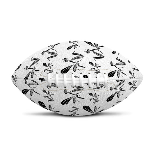 White And Black Mantis Pattern Print Rugby Ball